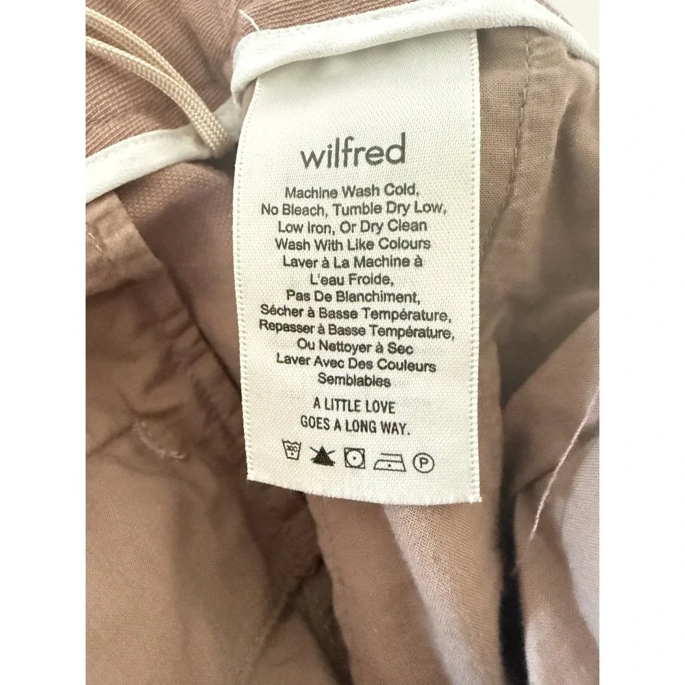 Aritzia Wilfred Linen Trousers Womens 2 Pink High Waist Belted Tapered Pants